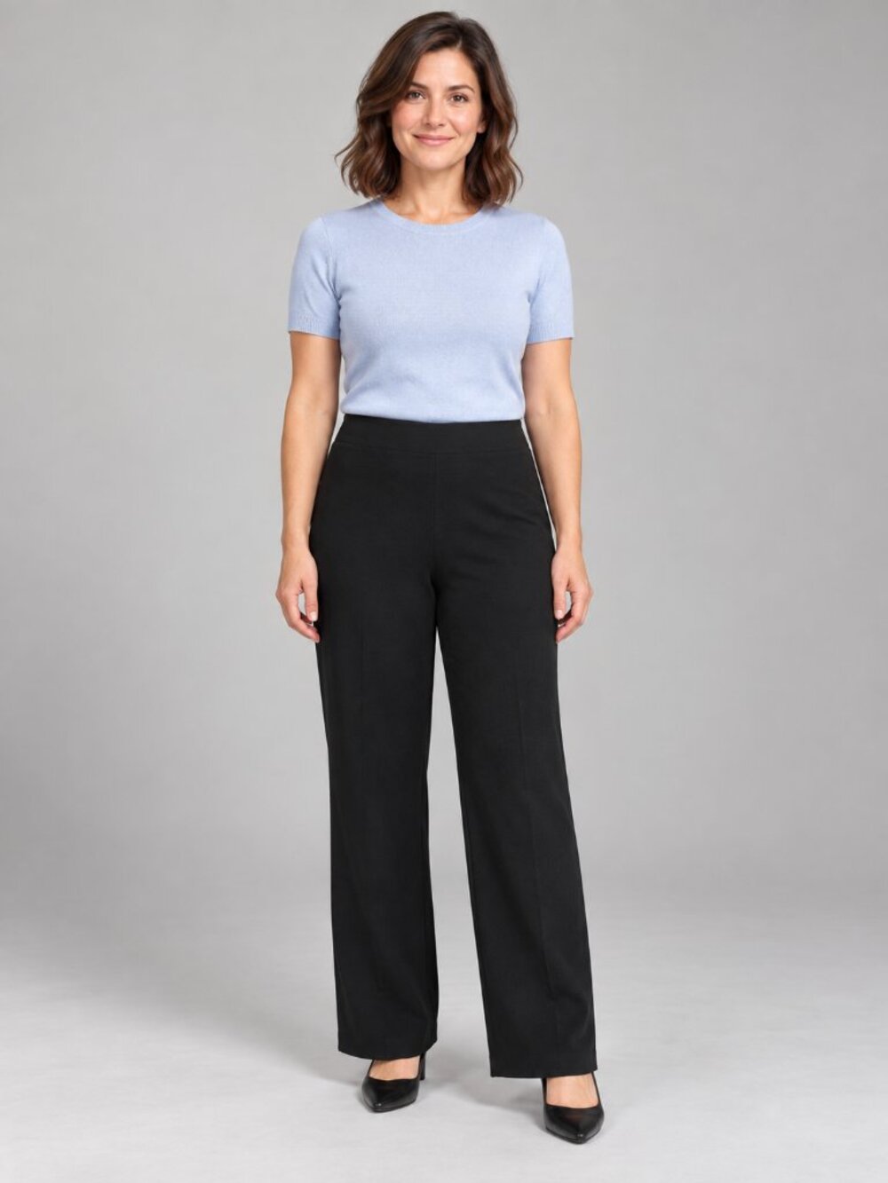 Worthington Petite Stretch Black Straight Leg Dress Pants 10P Minimalist